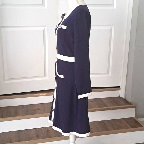 MEROKEETY Knit Sweater Dress Button Short Sleeve Crew Neck Mini Dress Large NWT - Picture 4 of 7